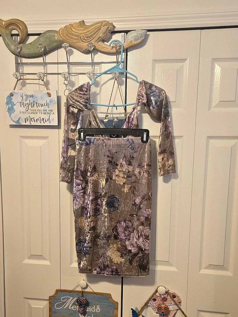 Floral 2 Piece Skirt Set in Brown & Purple Like New
